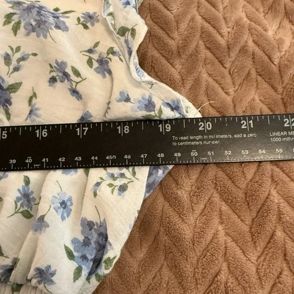 Indigo Rose Womens XL Floral Dress Lined Midi White Blue Cottagecore Fairycore - Picture 5 of 10